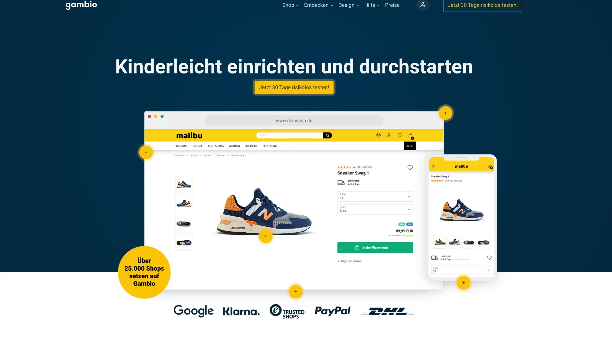 Shopsystem Vergleich Ratgeber Screenshot gambio