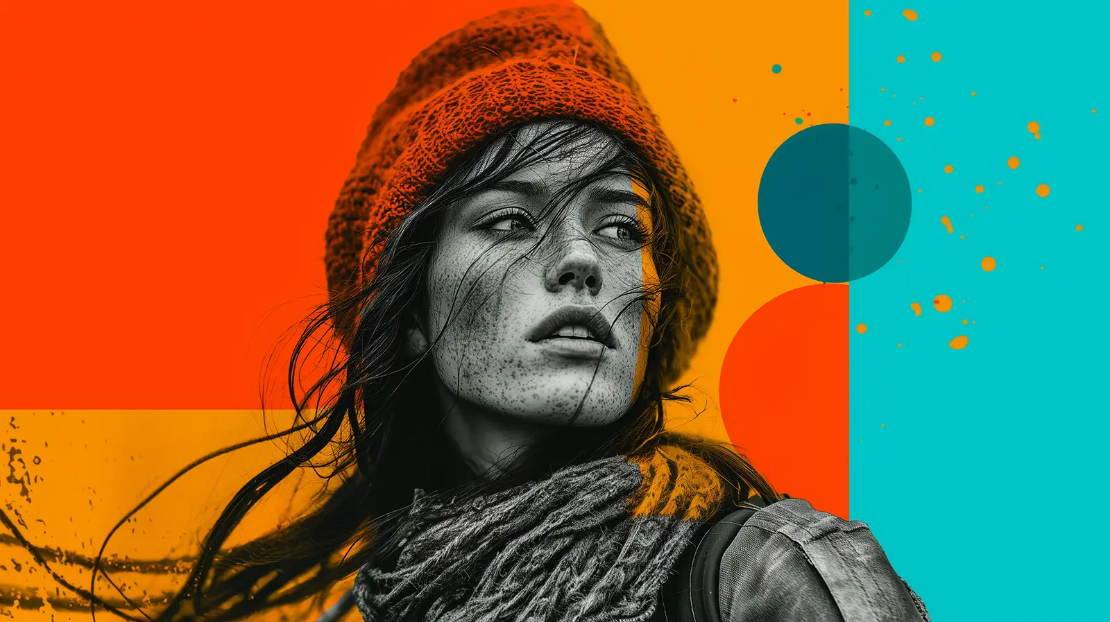 Das alte Bild mit Frau vor buntem Hintergrund, letzteren werden wir im Tutorial entfernen und dann einen neuen Hintergrund generieren.