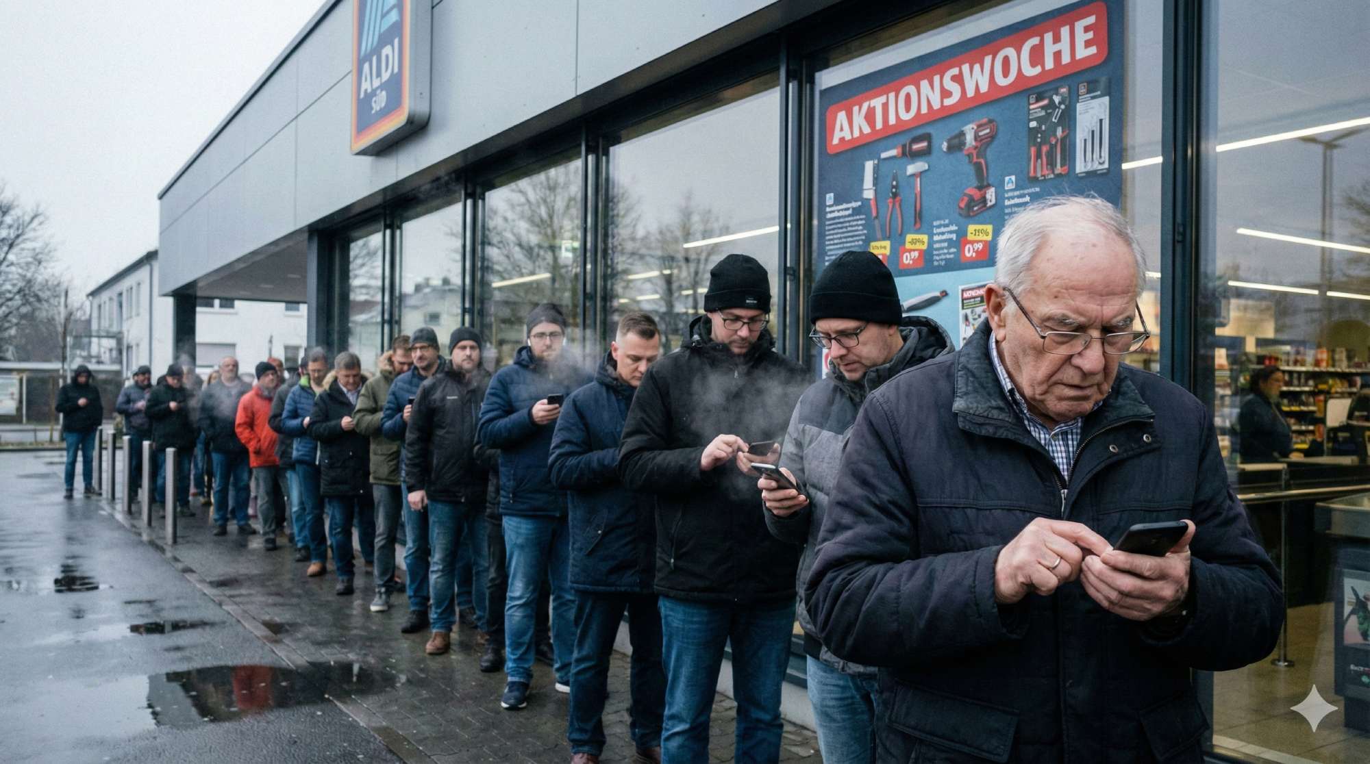 Gibbet wat im Angebot? Lange Schlangen sind vorprogrammiert, wenn man nur was spart, wenn man was kauft.