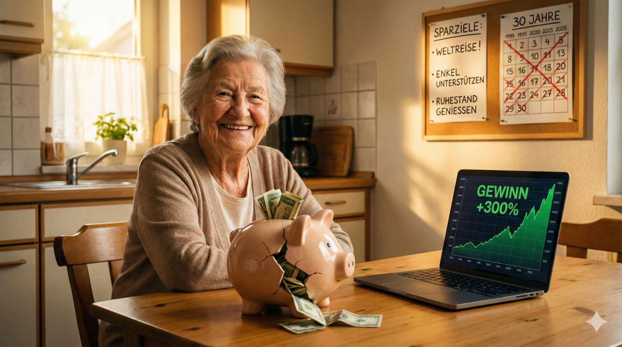 500 Euro monatlich, 7 Prozent Rendite, 30 Jahre Geduld. Aus 180.000 Euro eigenen Einzahlungen werden dank Zinseszins rund 600.000 Euro.