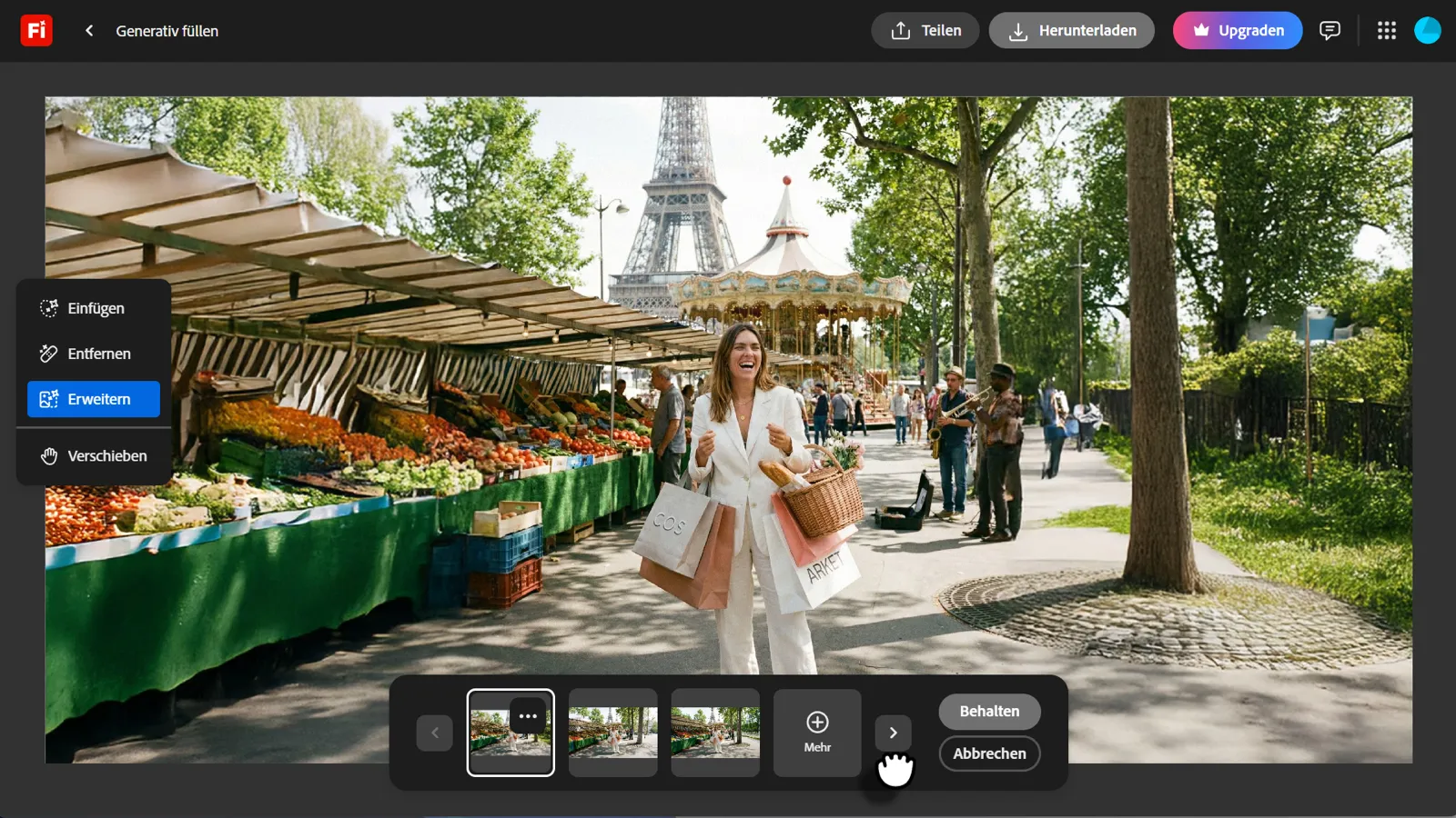 Wir können nun aus einer von drei Varianten das passende Bild auswählen.