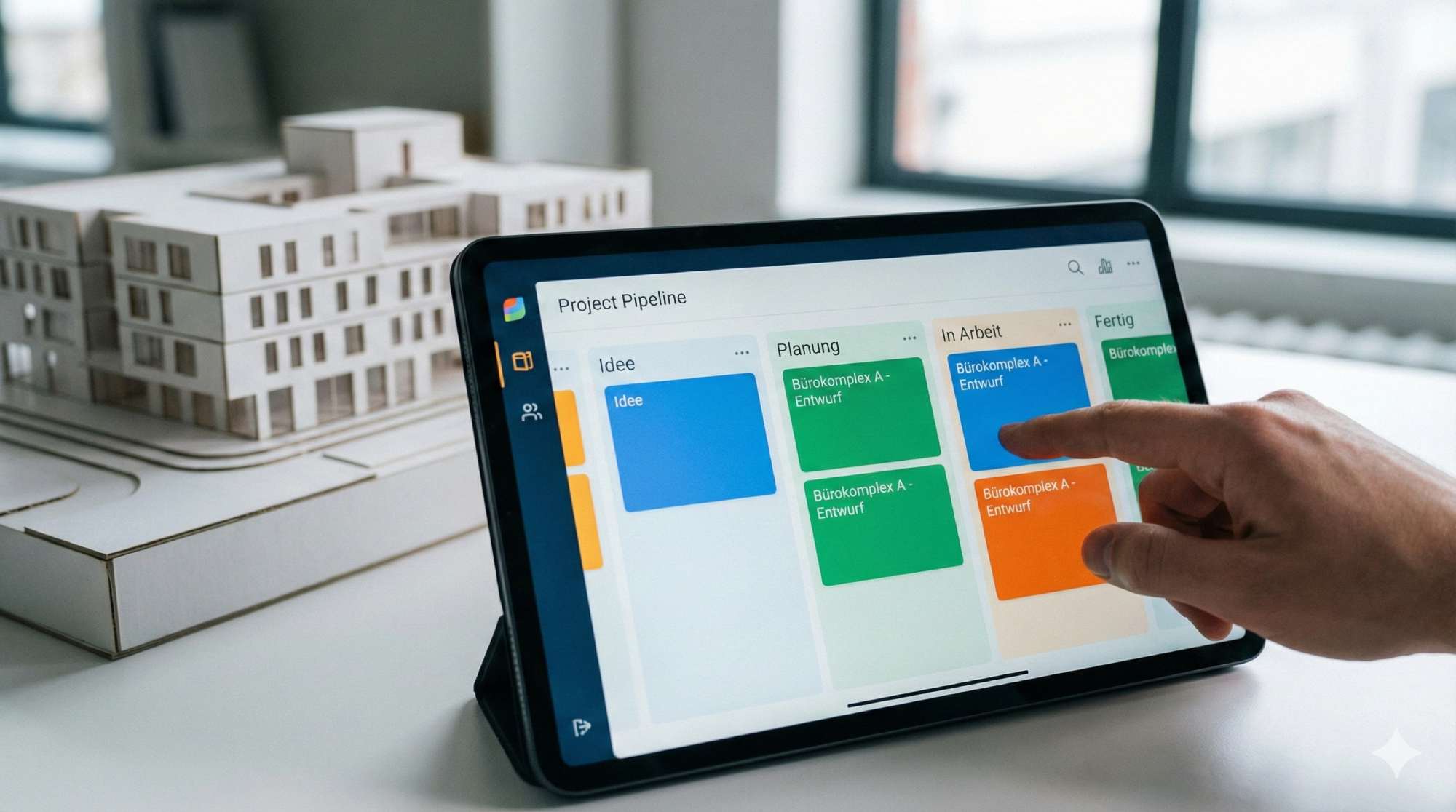 Von der Erstanfrage bis zur Bauüberwachung: Jede Projektphase auf einen Blick.