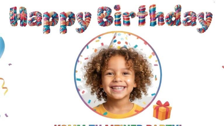 Texteffekte in Adobe Firefly erstellen. Hier für eine Geburtstagskarte mit der Aufschrift „Happy Birthday“.