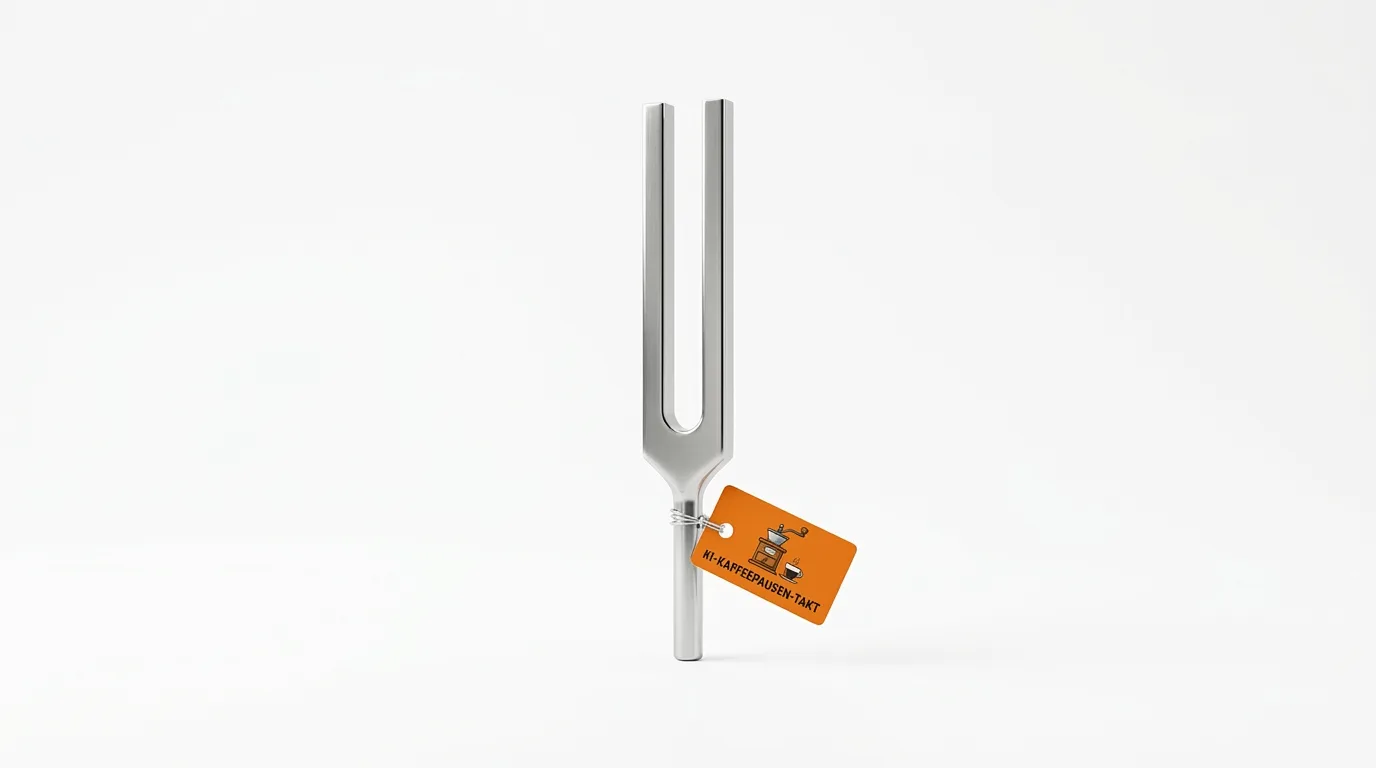 Stimmgabel mit orangefarbenem Anhänger und Aufschrift