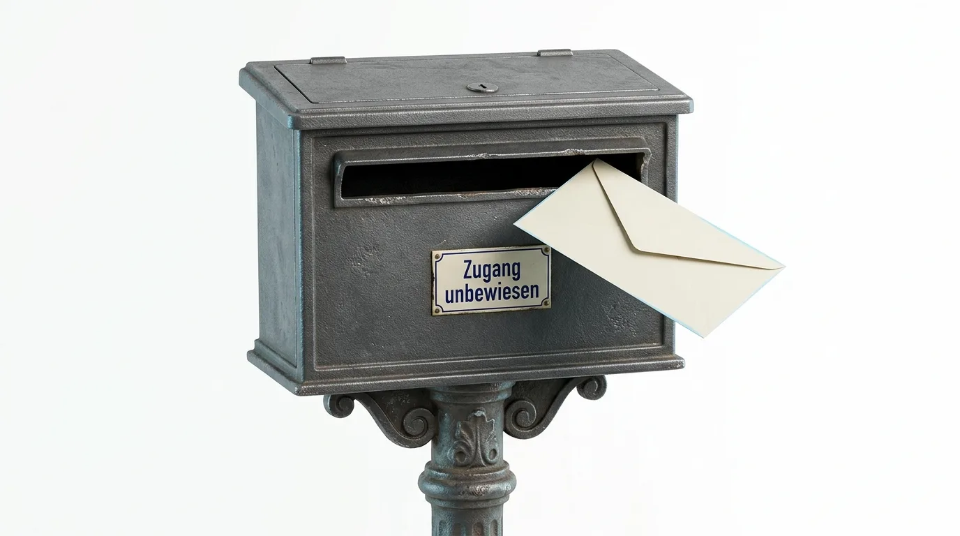 Alter Metallbriefkasten mit Schild