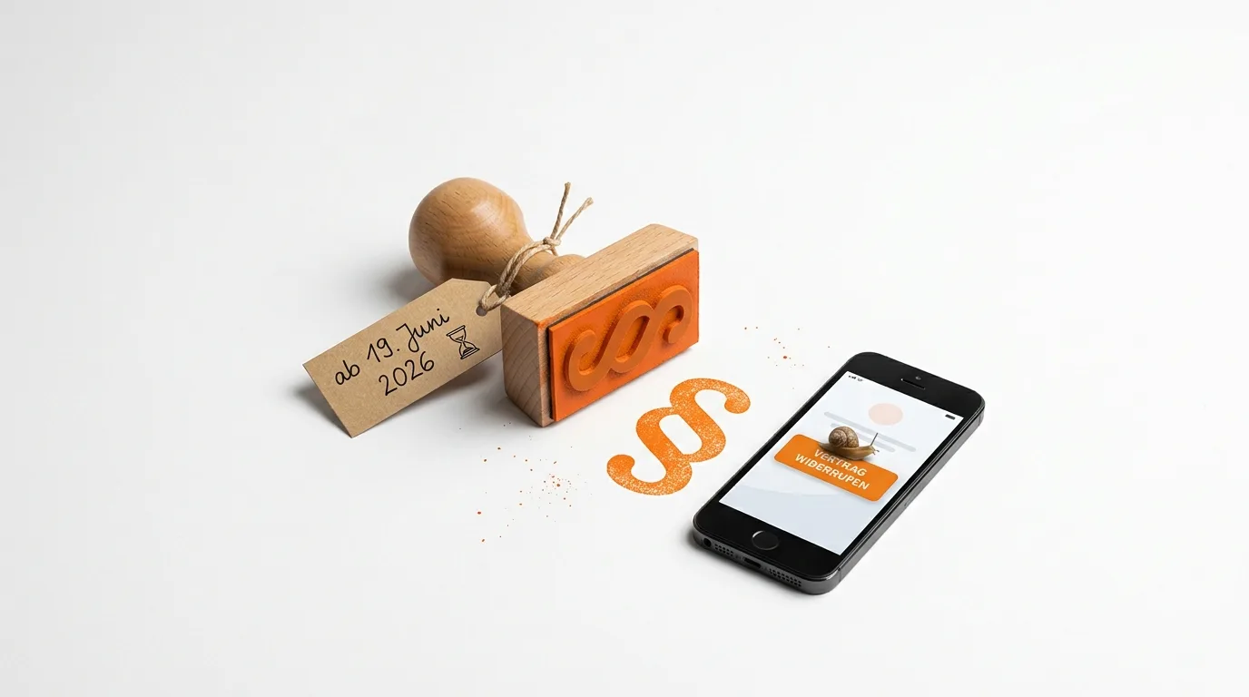 Holzstempel mit Paragraph, Anhänger, Smartphone und Schnecke