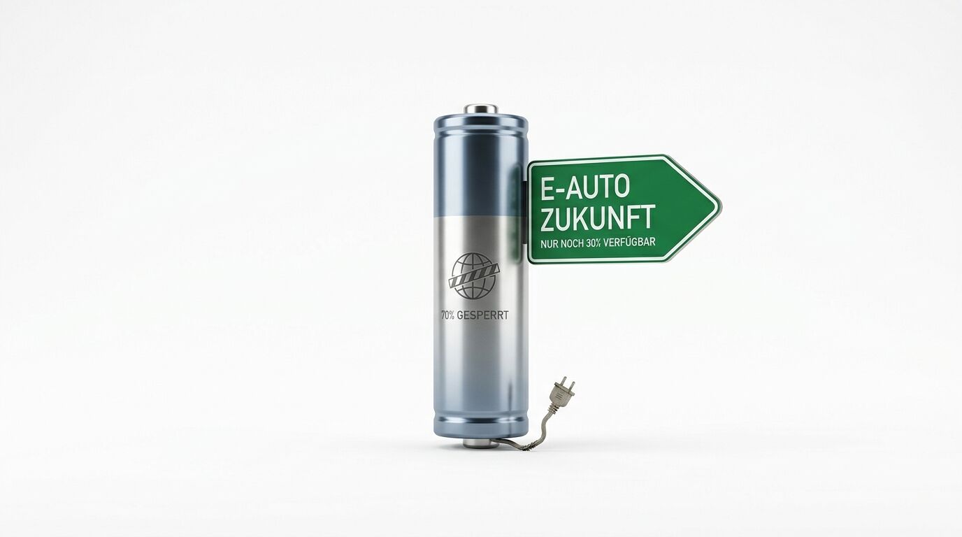 Große Batterie mit Stromstecker, links: