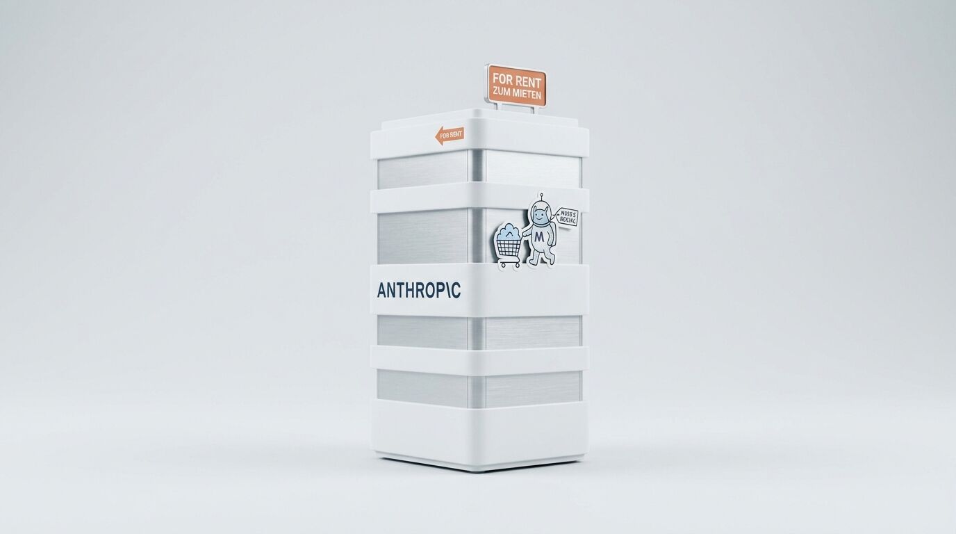 Miniatur-Bürogebäude mit Aufschrift