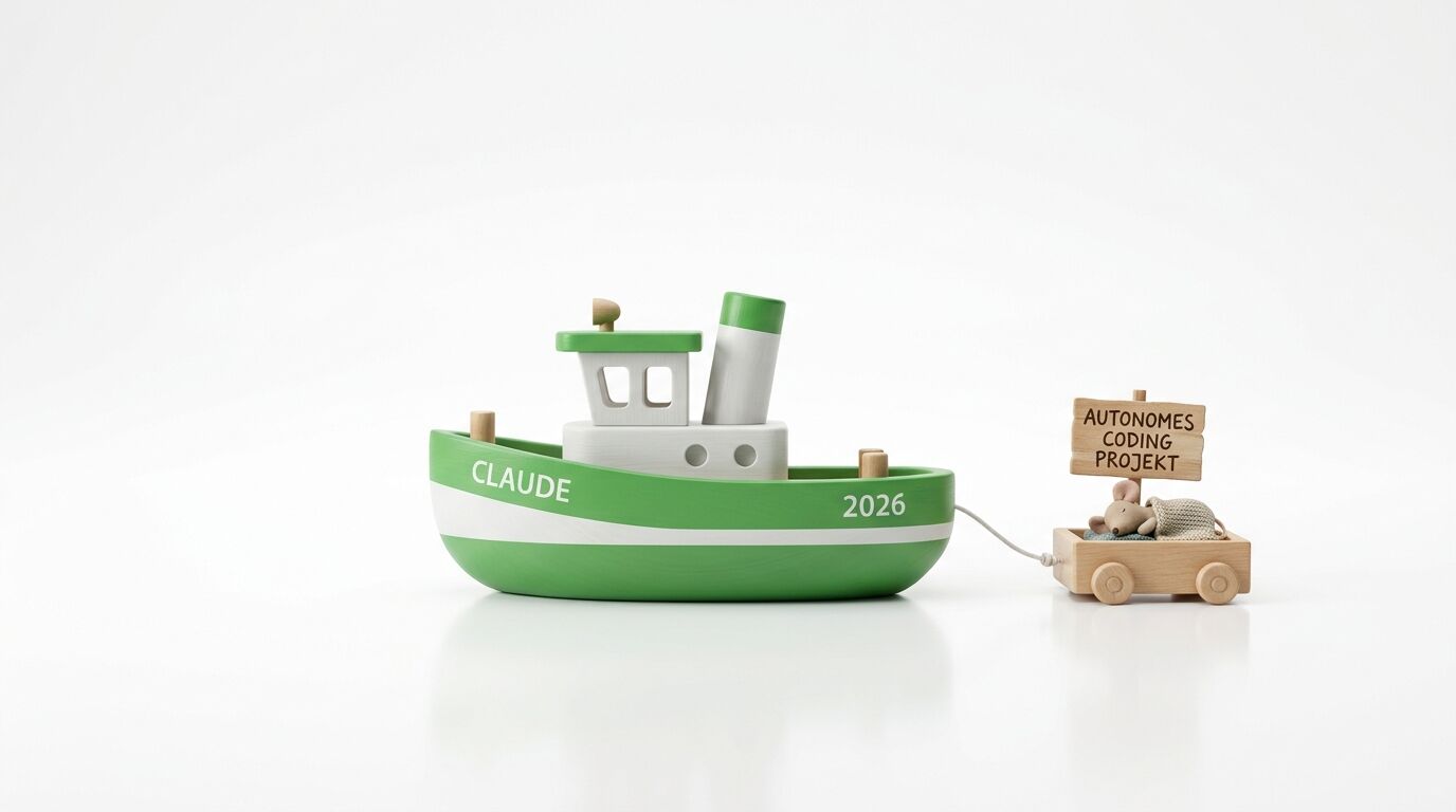 Ein grünes Spielzeugschiff
