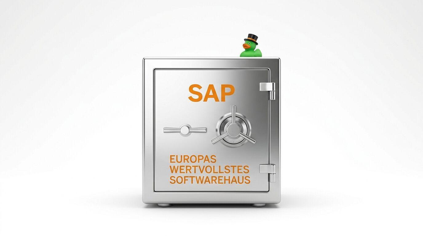 Tresor mit SAP-Logo und Ente