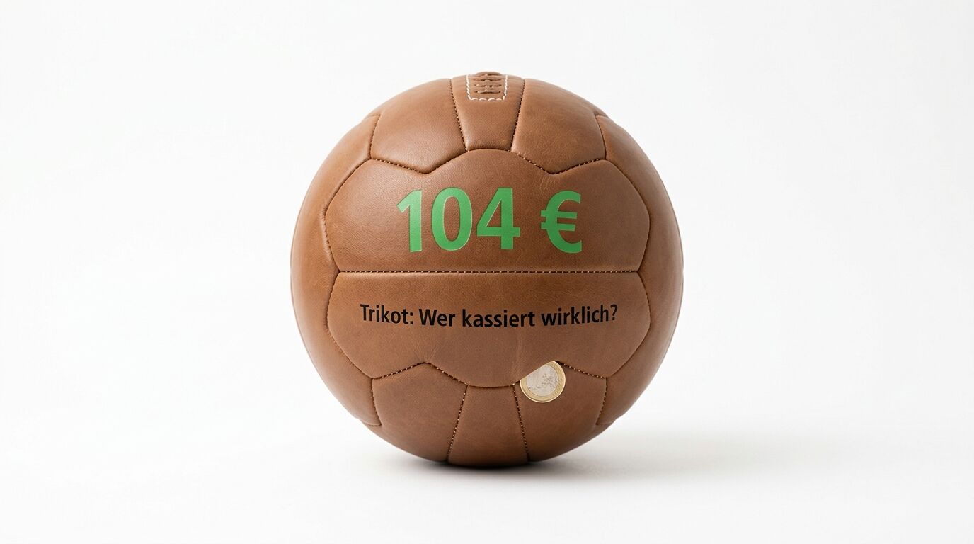 Ein brauner Lederfußball mit der Aufschrift 