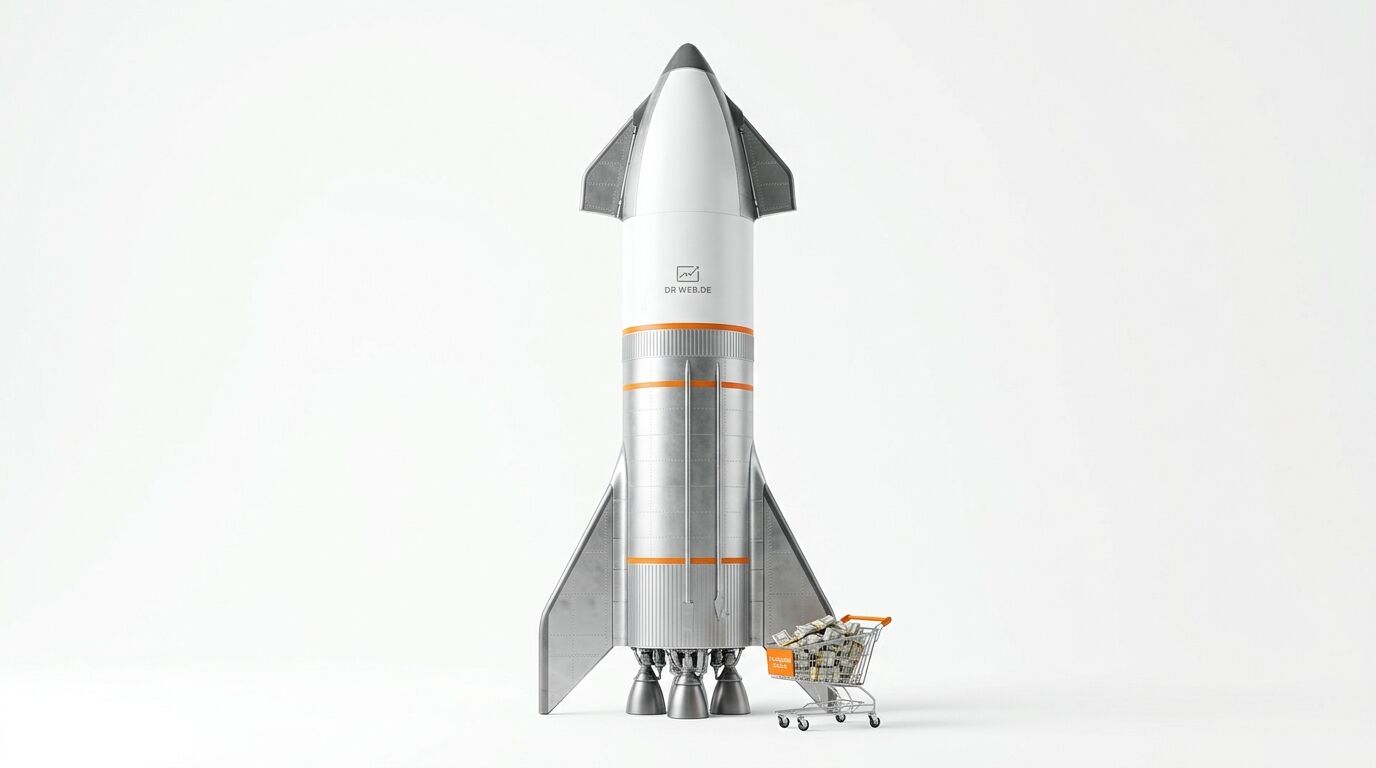 Rakete und voller Einkaufswagen