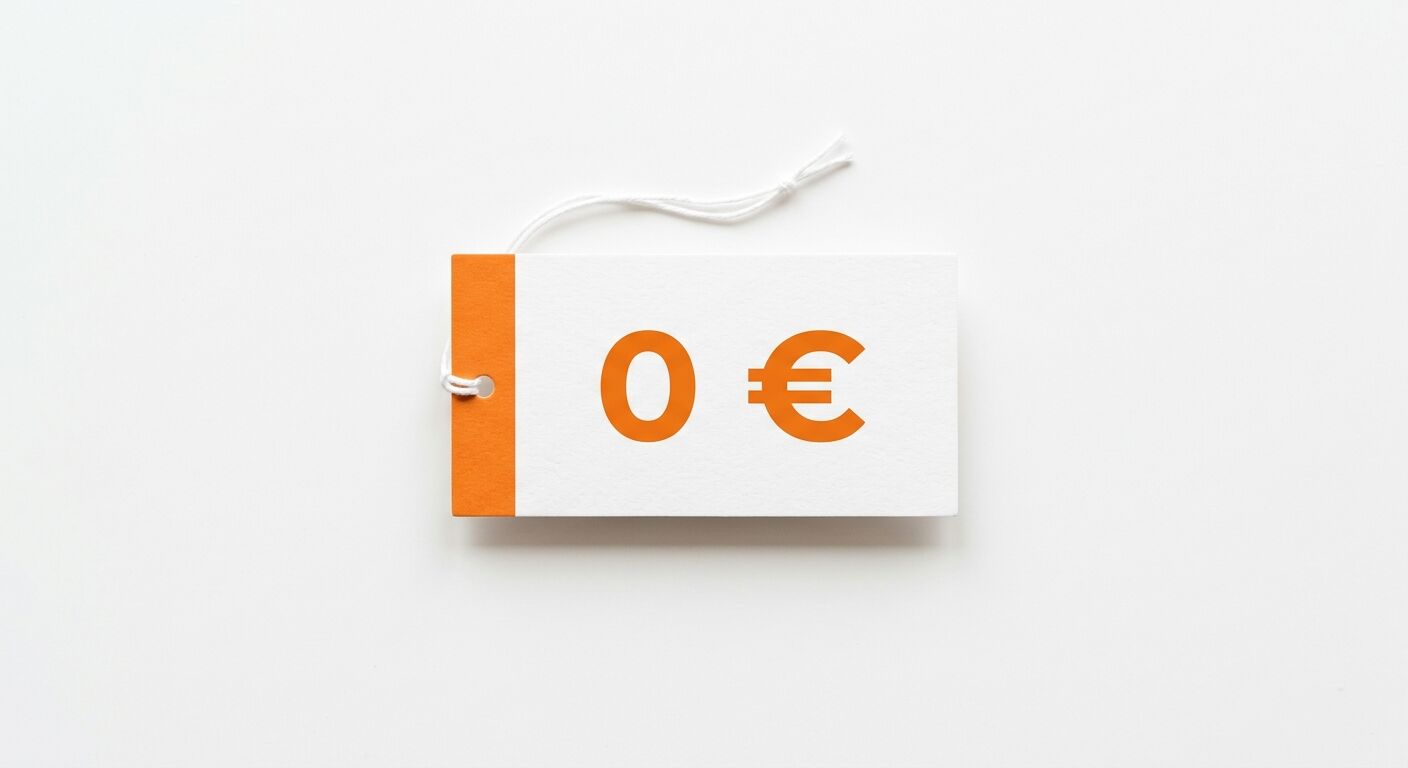 Weißer Geschenkanhänger mit orangem Aufdruck