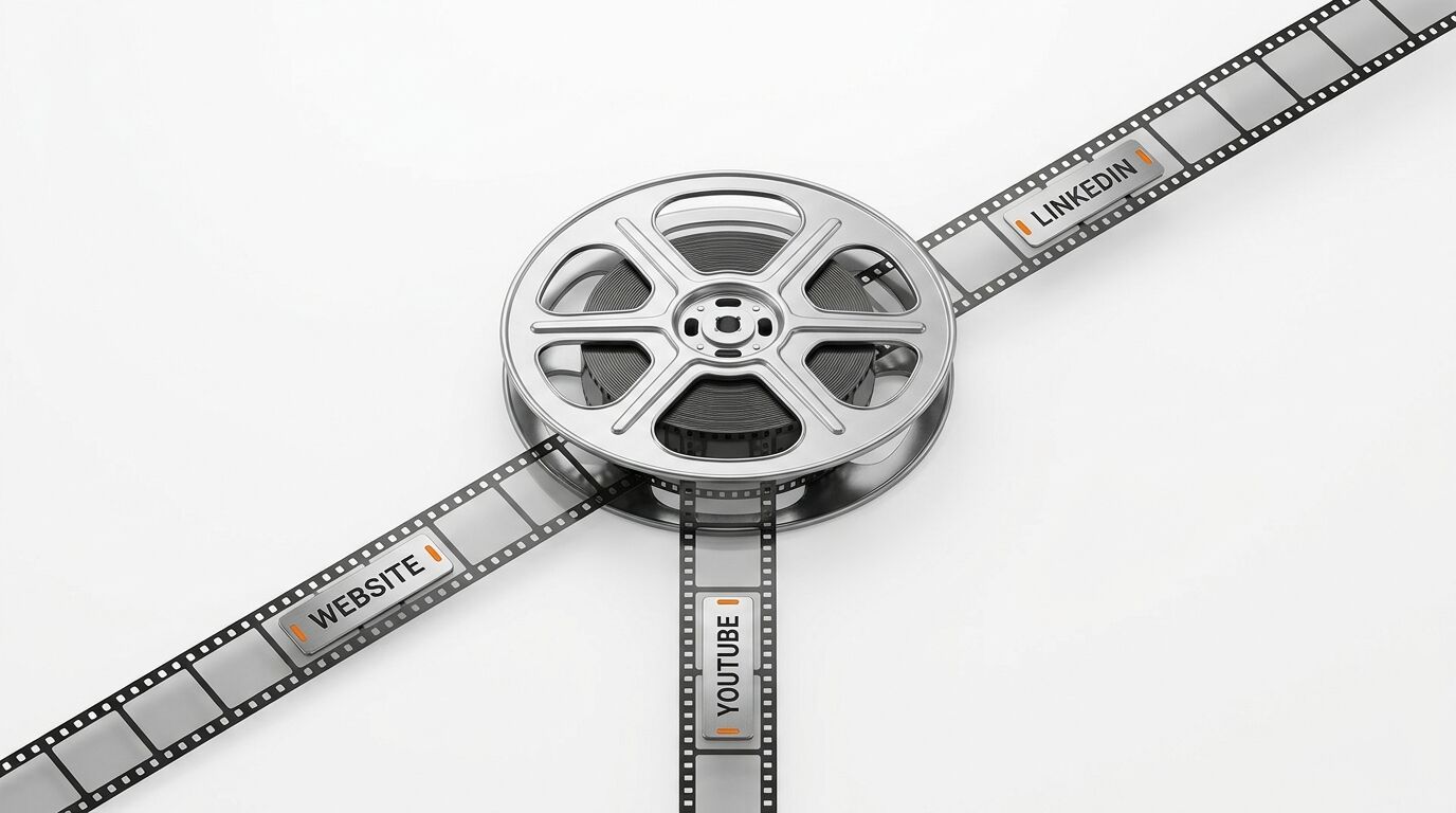 Filmspule mit Filmstreifen und den Beschriftungen