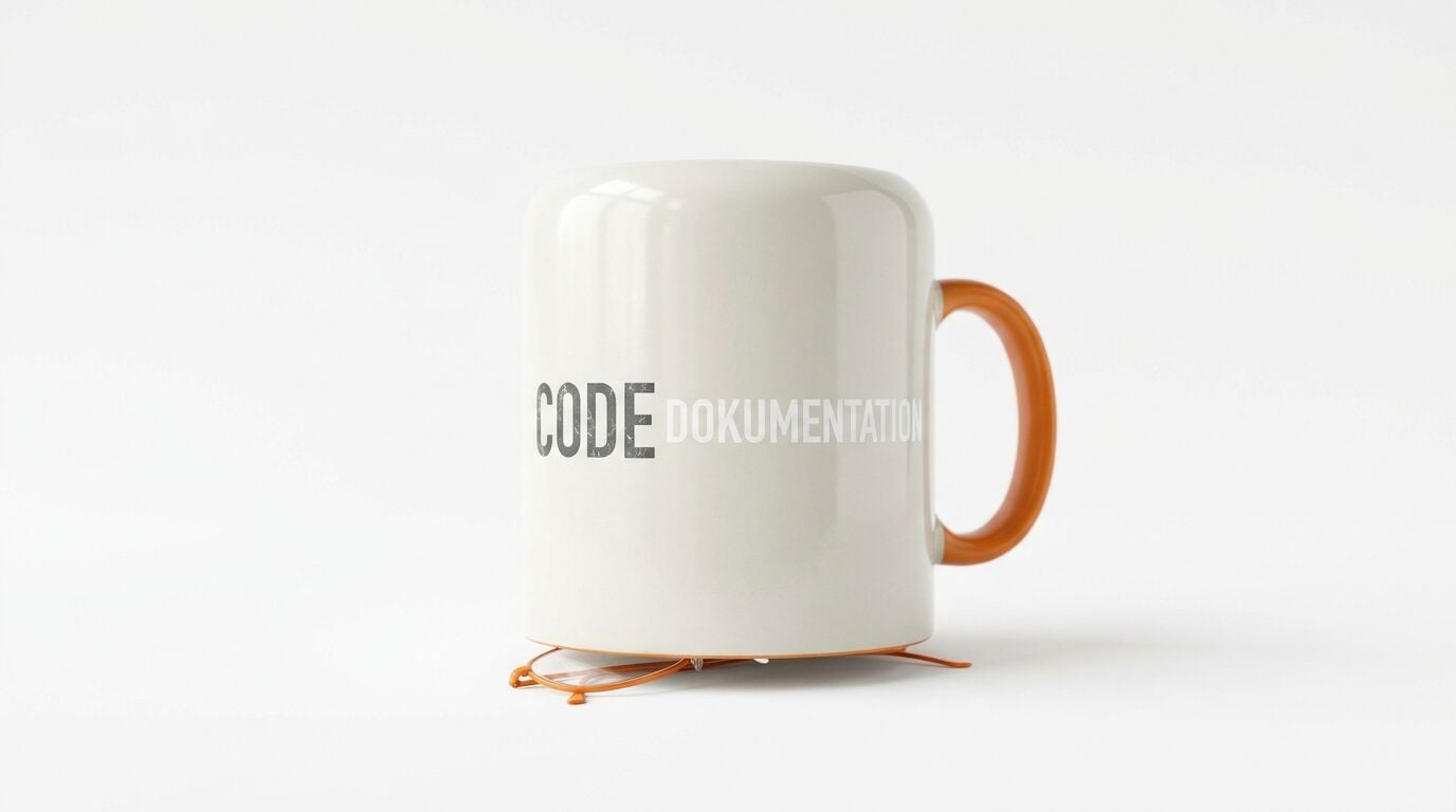 Umgedrehte weiße Tasse mit Text 