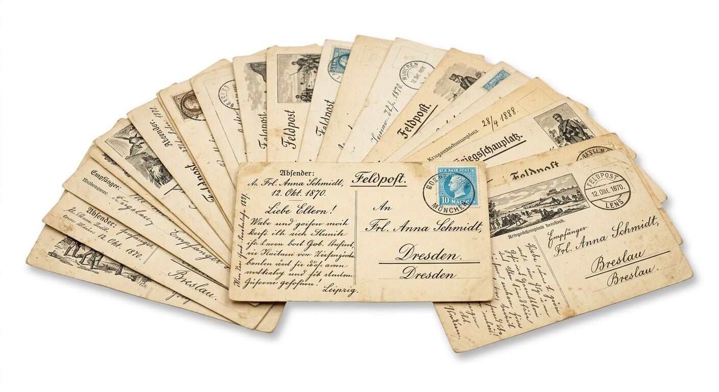 Feldpostkarten-Fächer von 1870 aus Deutschland