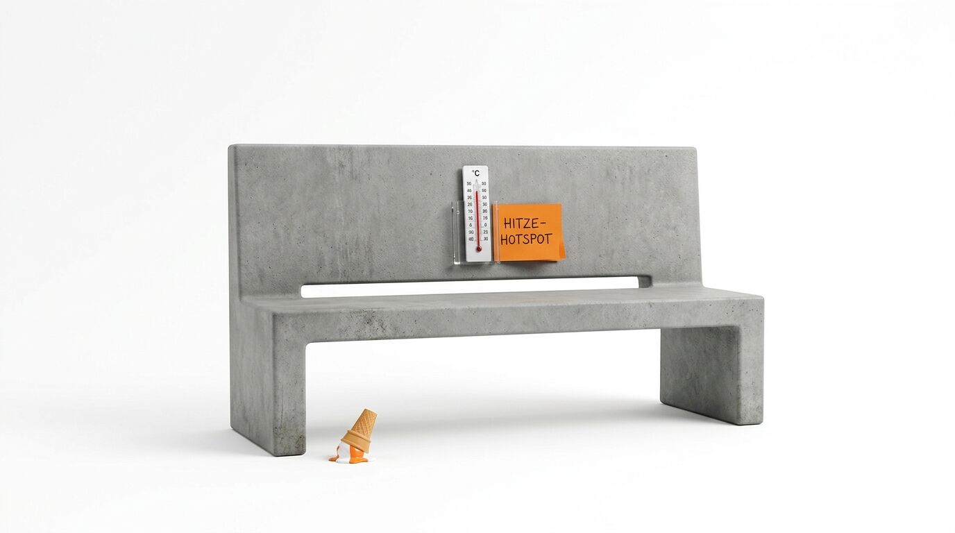 Betonbank mit Thermometer,