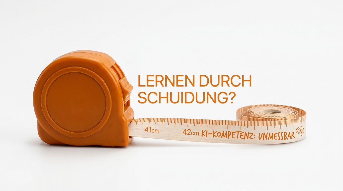 Oranges Rollmaßband mit Text zur Lern-Schätzung