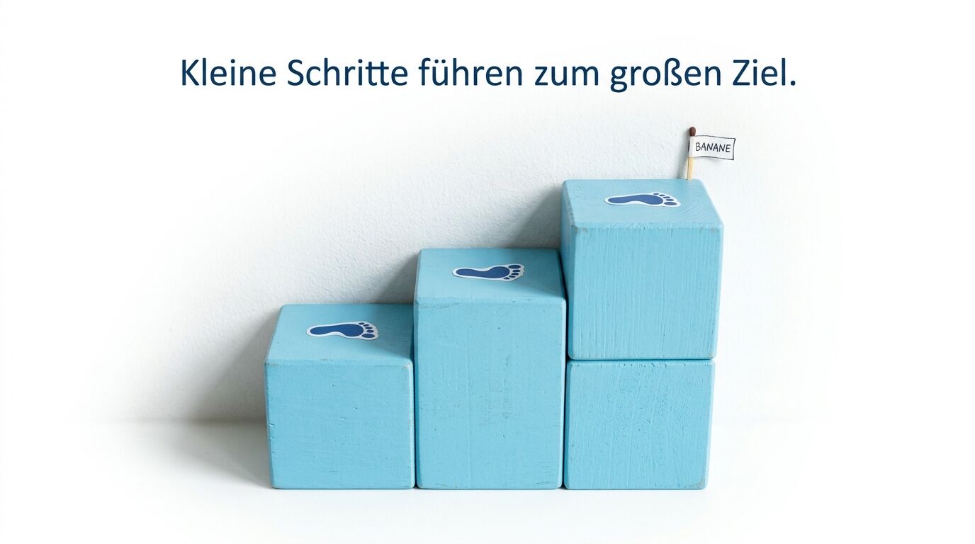 Kleine Schritte führen zum großen Ziel. Banane