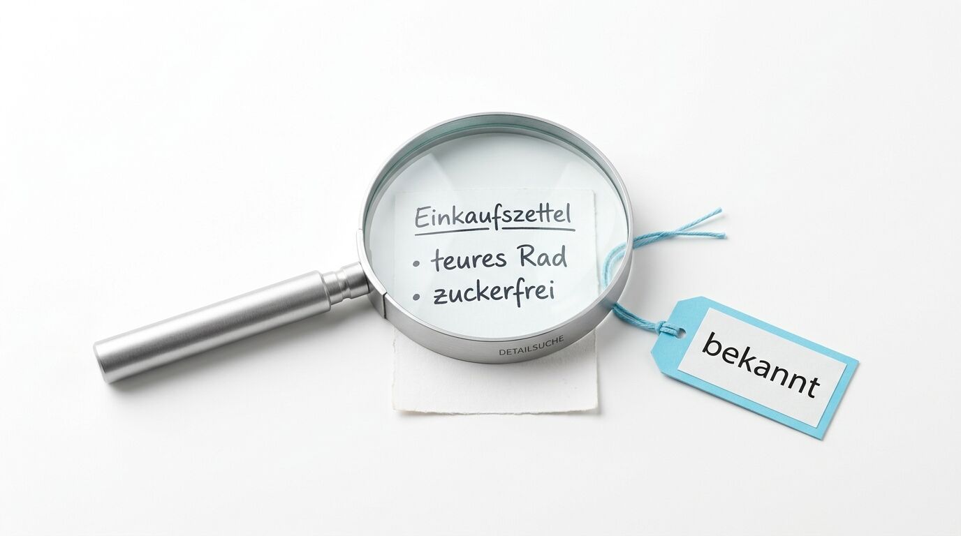 Lupe über Notiz mit Aufschrift