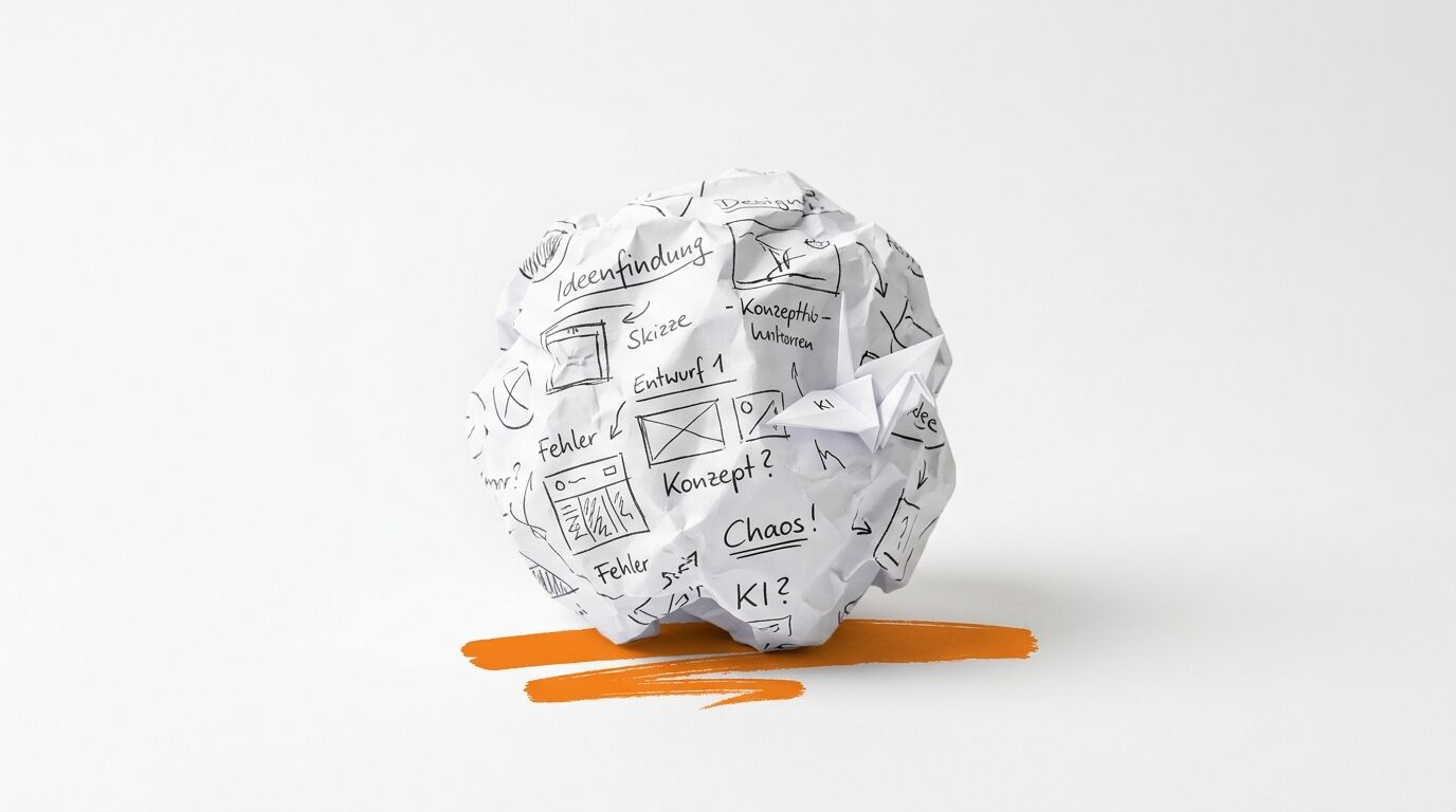 Ein zerknülltes Papier mit handgeschriebenen Notizen wie