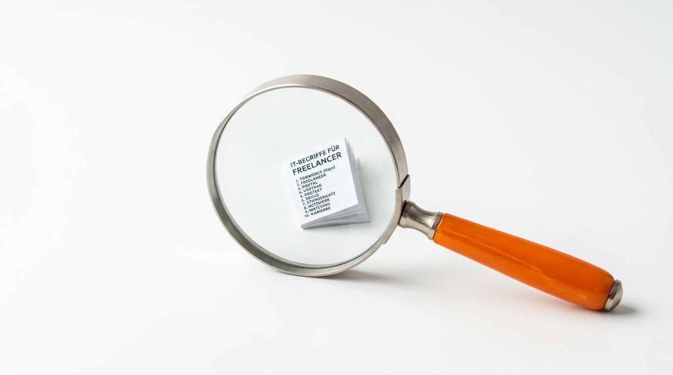 Eine Lupe liegt vor einem kleinen Büchlein mit Text auf weißem Grund