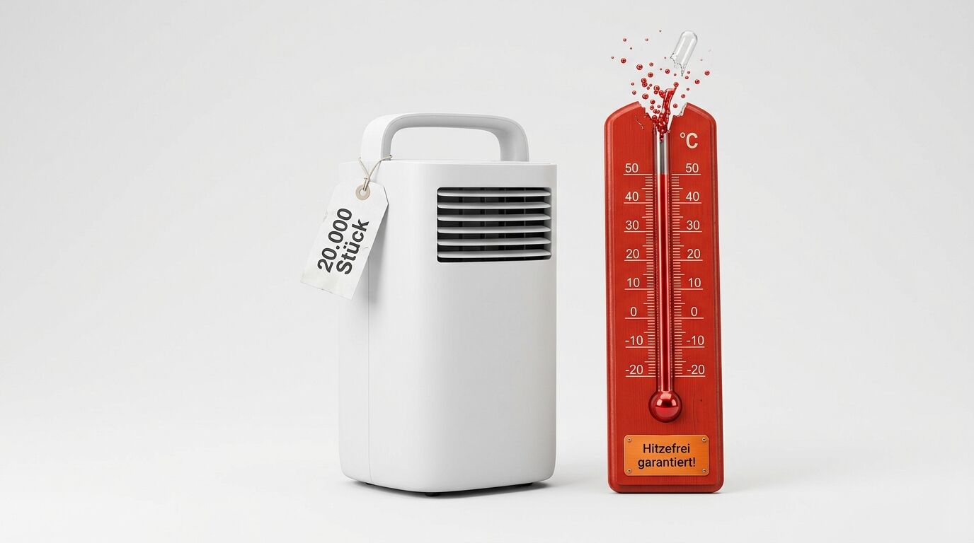 Klimagerät und zerbrochenes Thermometer