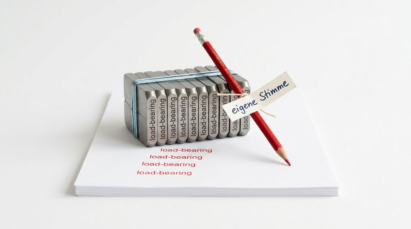 Metallstempel, Papier, roter Stift, Schild