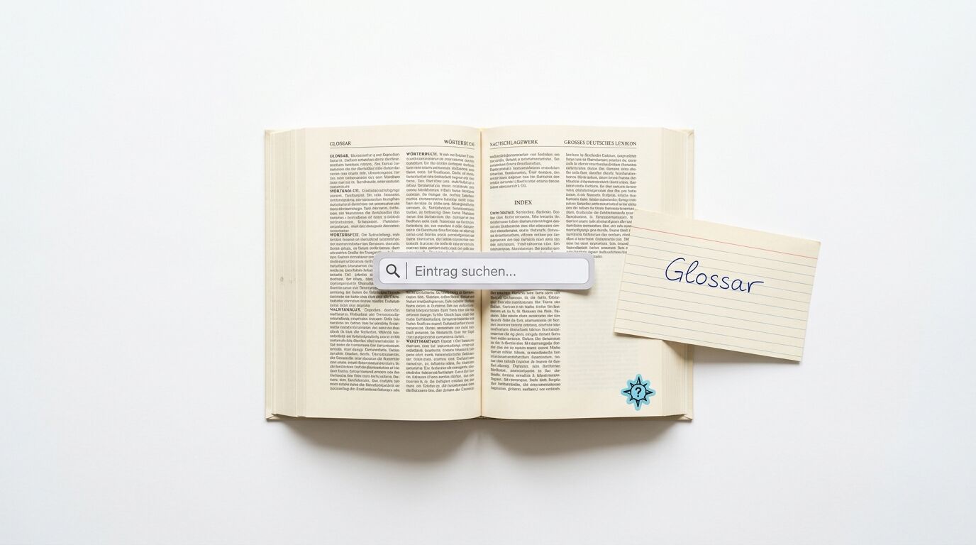 Ein Buch mit einer Karte, einem Suchbalken und einem Globus auf weißem Hintergrund