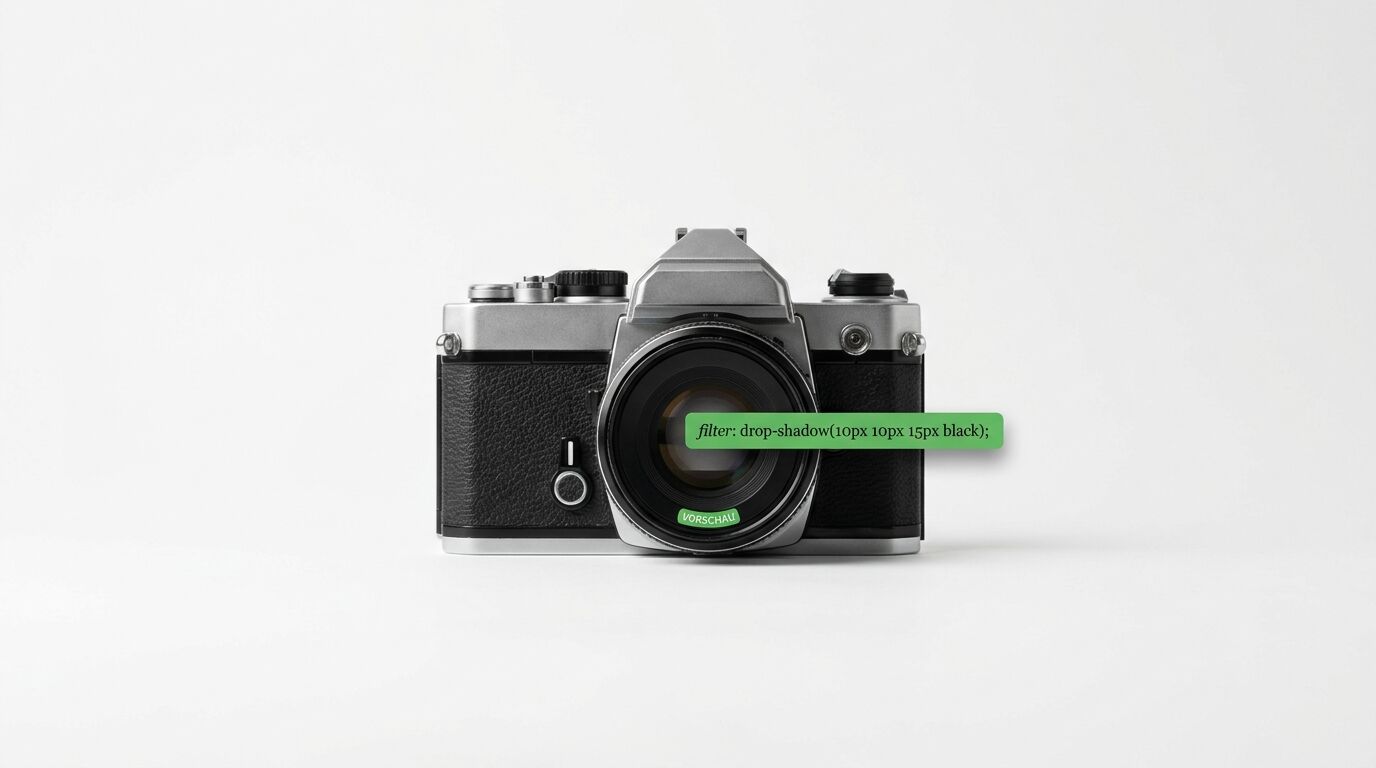 Analoge Kamera mit CSS-Code-Feld und einem kleinen grünen