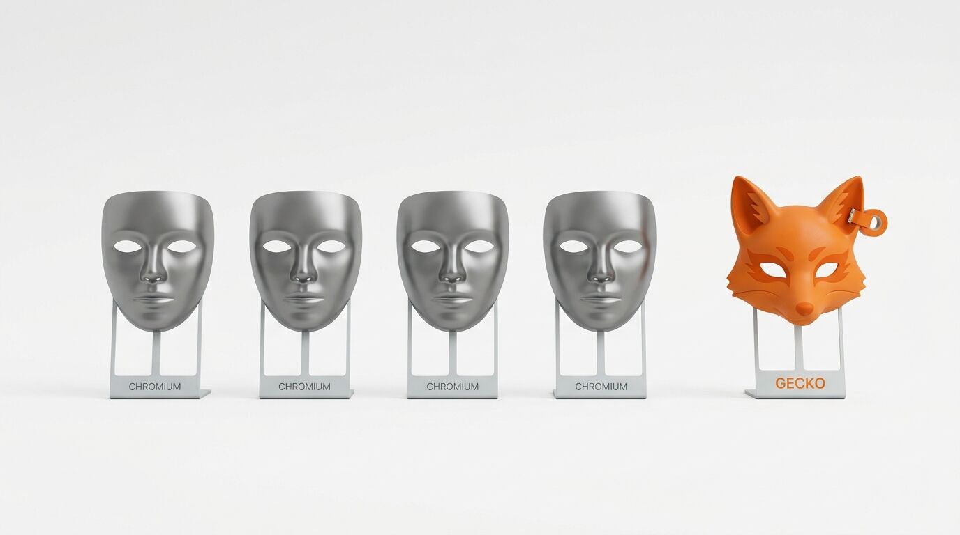 Vier graue Masken