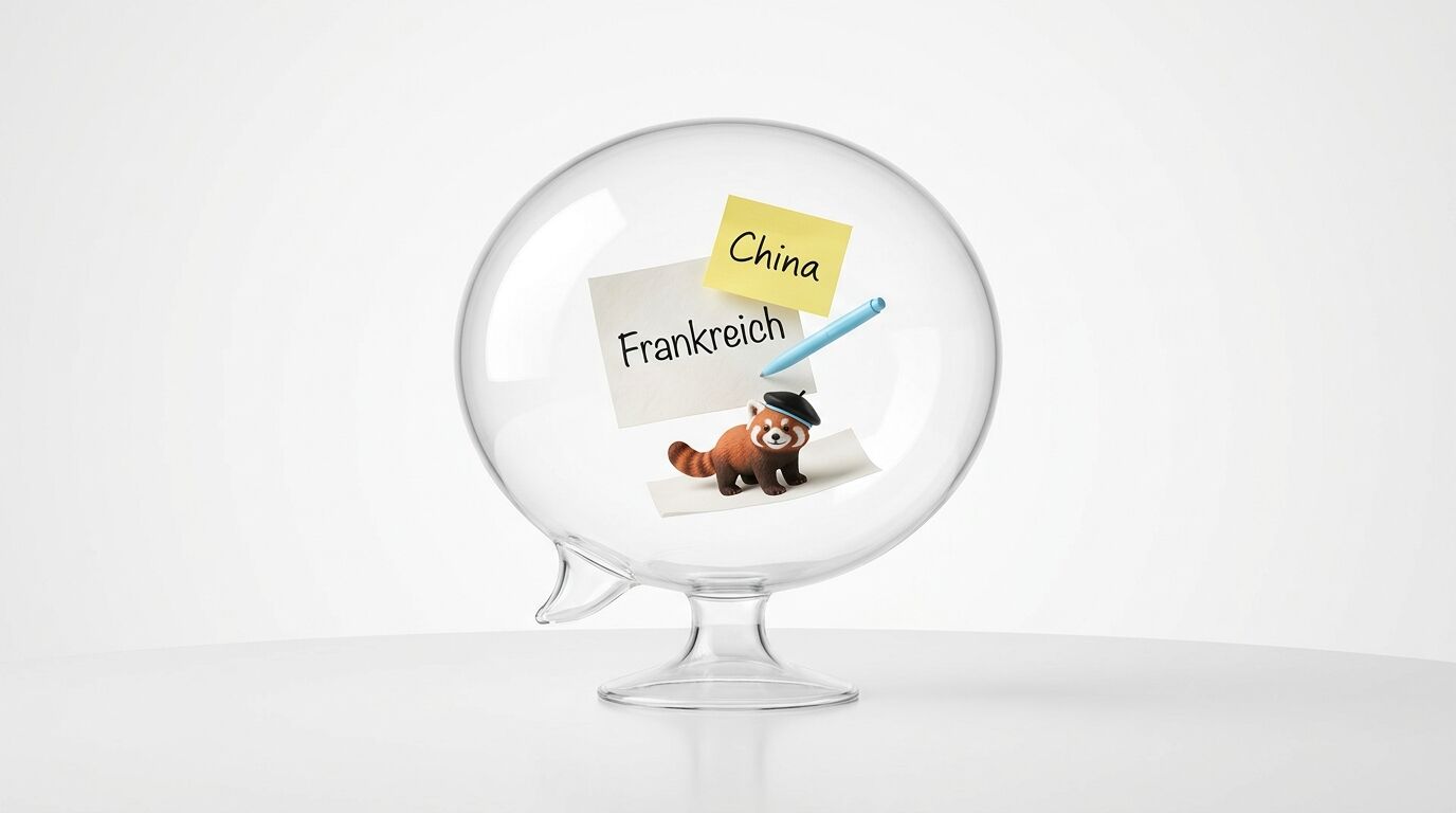 Glas-Sprechblase mit Zetteln