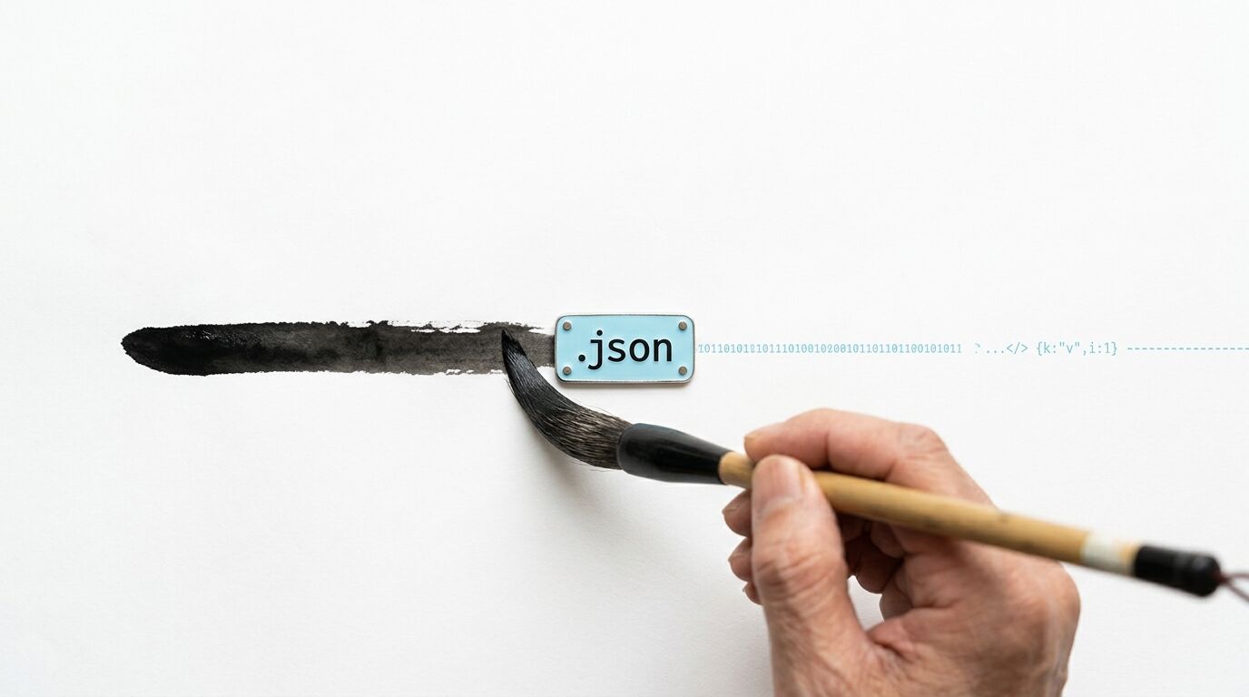 Pinsel wandelt Tuschestrich in .json-Plakette und Code um