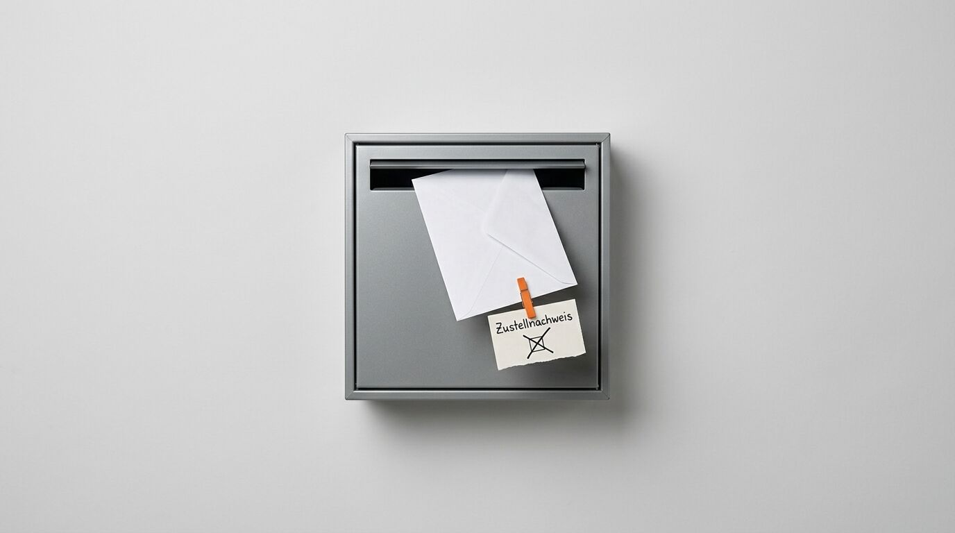Ein Briefkasten mit einem Umschlag und einem Zettel