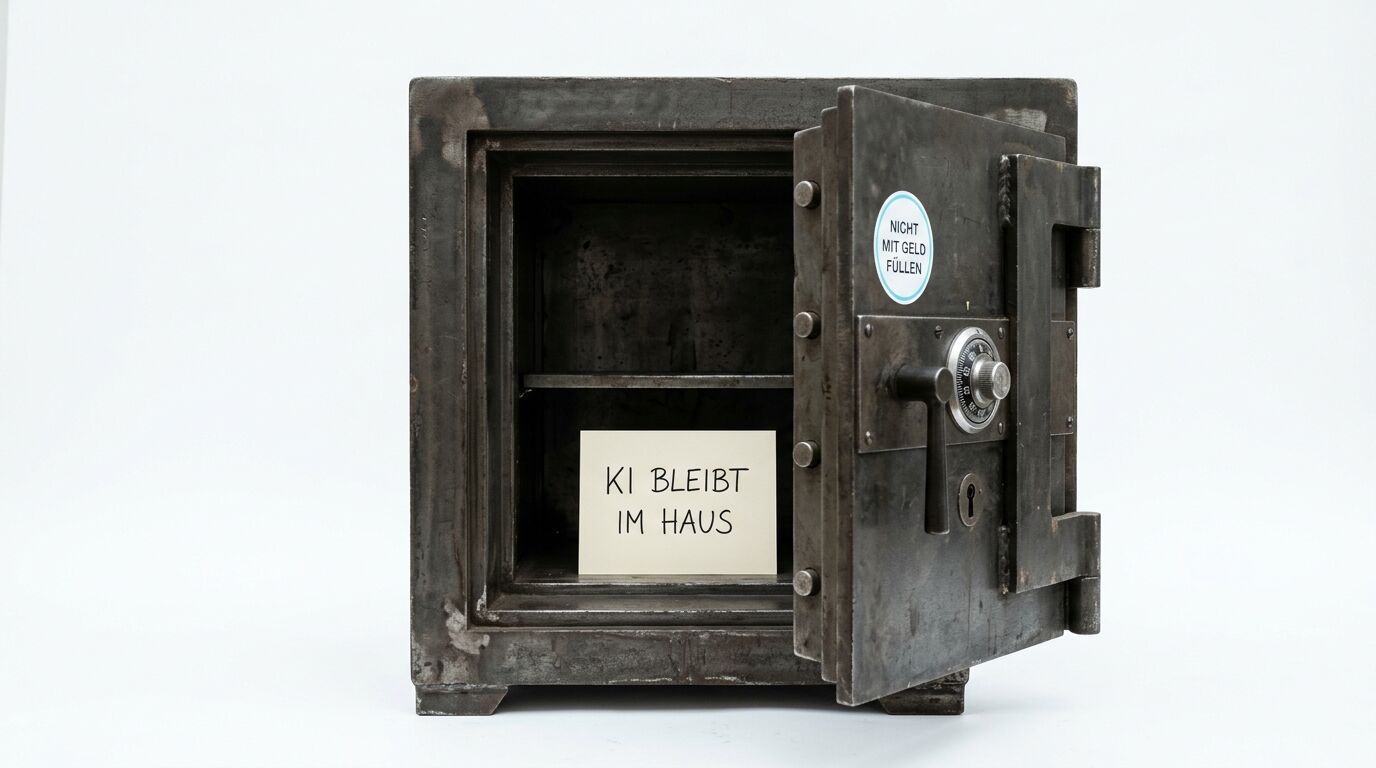 Geöffneter Safe mit einem Zettel, der die Aufschrift