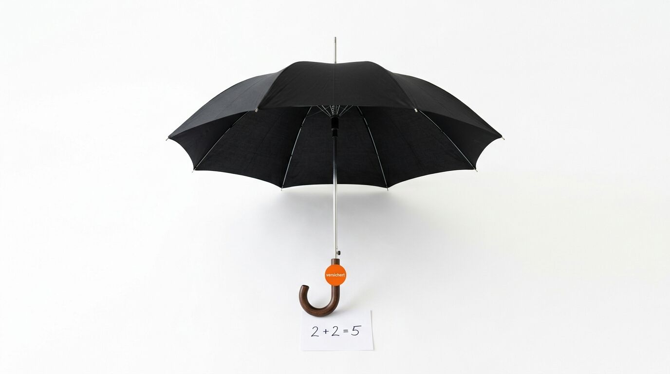 Ein schwarzer Regenschirm auf weißem Hintergrund mit