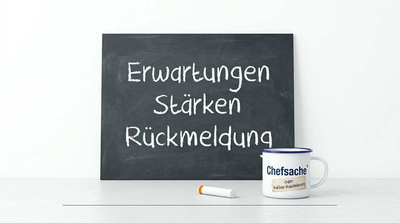 Tafel mit Text, Kreide und 