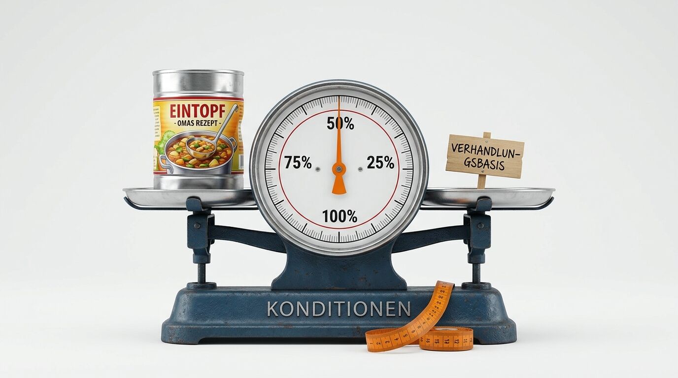 Eine Waage mit Eintopf, Prozentanzeige,