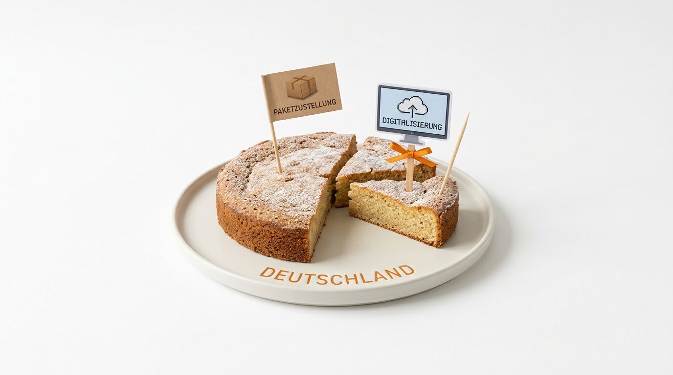 Kuchenstücke auf Teller mit Fähnchen 