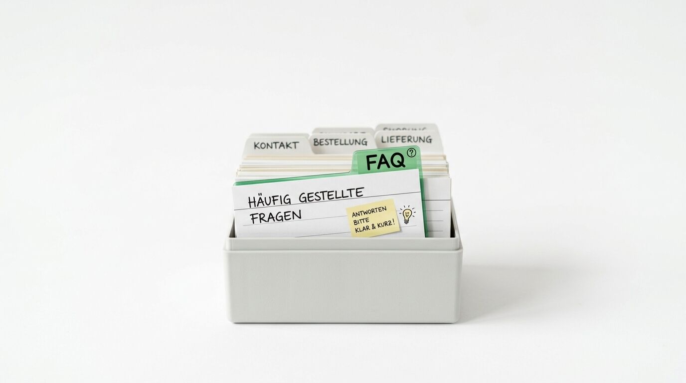 Ein weißer Karteikasten auf weißem Grund mit mehreren Registerkarten