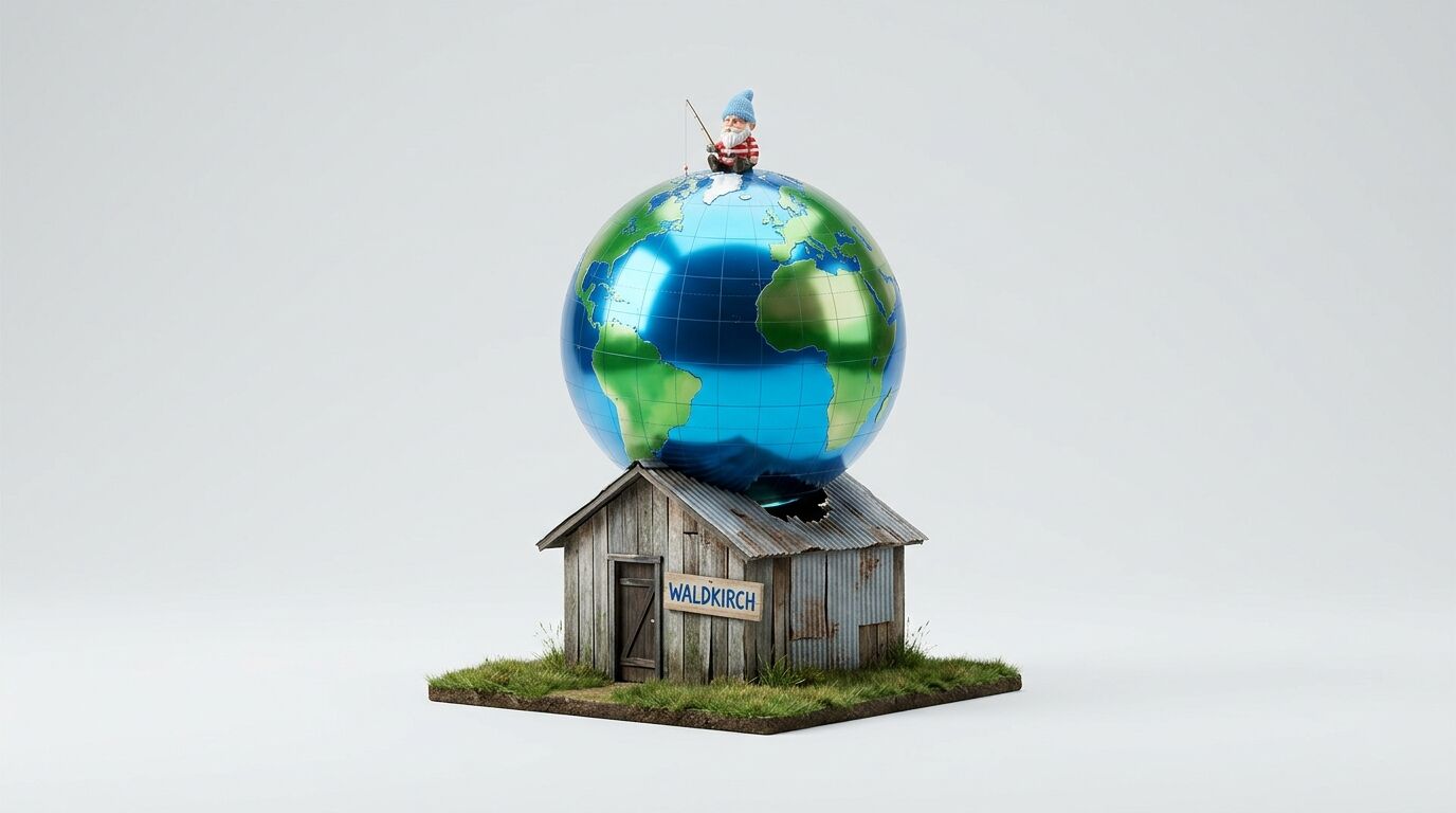 Hütte, Globus, Gartenzwerg