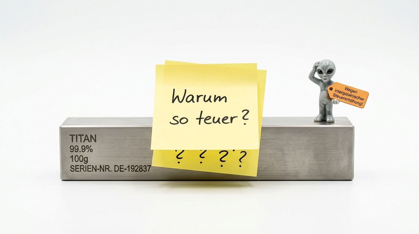 Titanbarren mit Notiz 