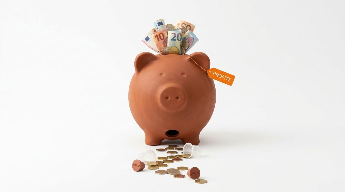 Sparschwein mit Euro-Geld und Anhänger
