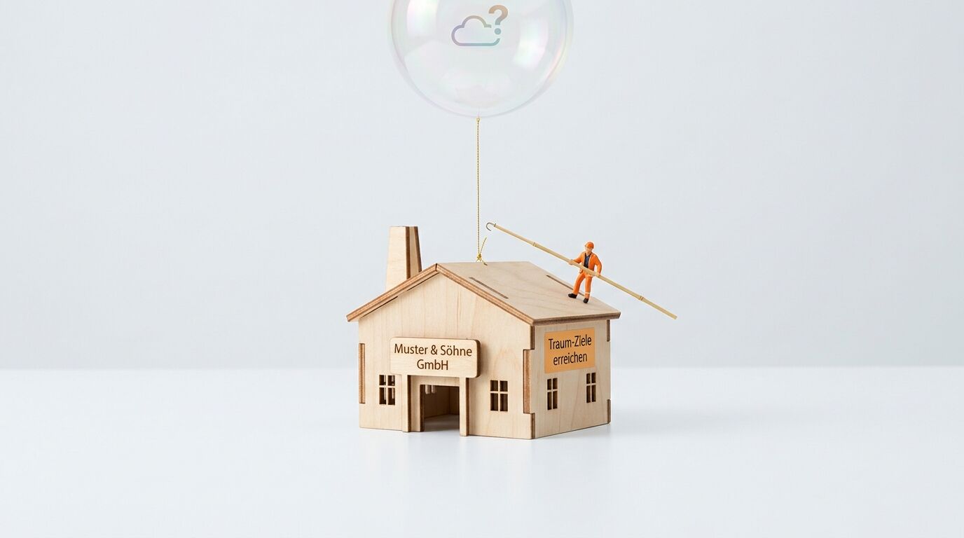 Modellhaus mit Aufschrift 