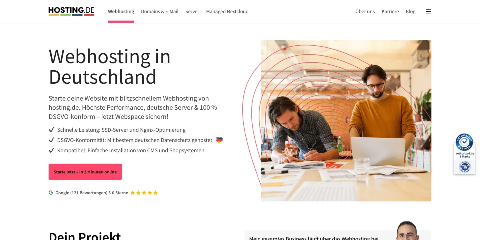 hosting.de Screenshot