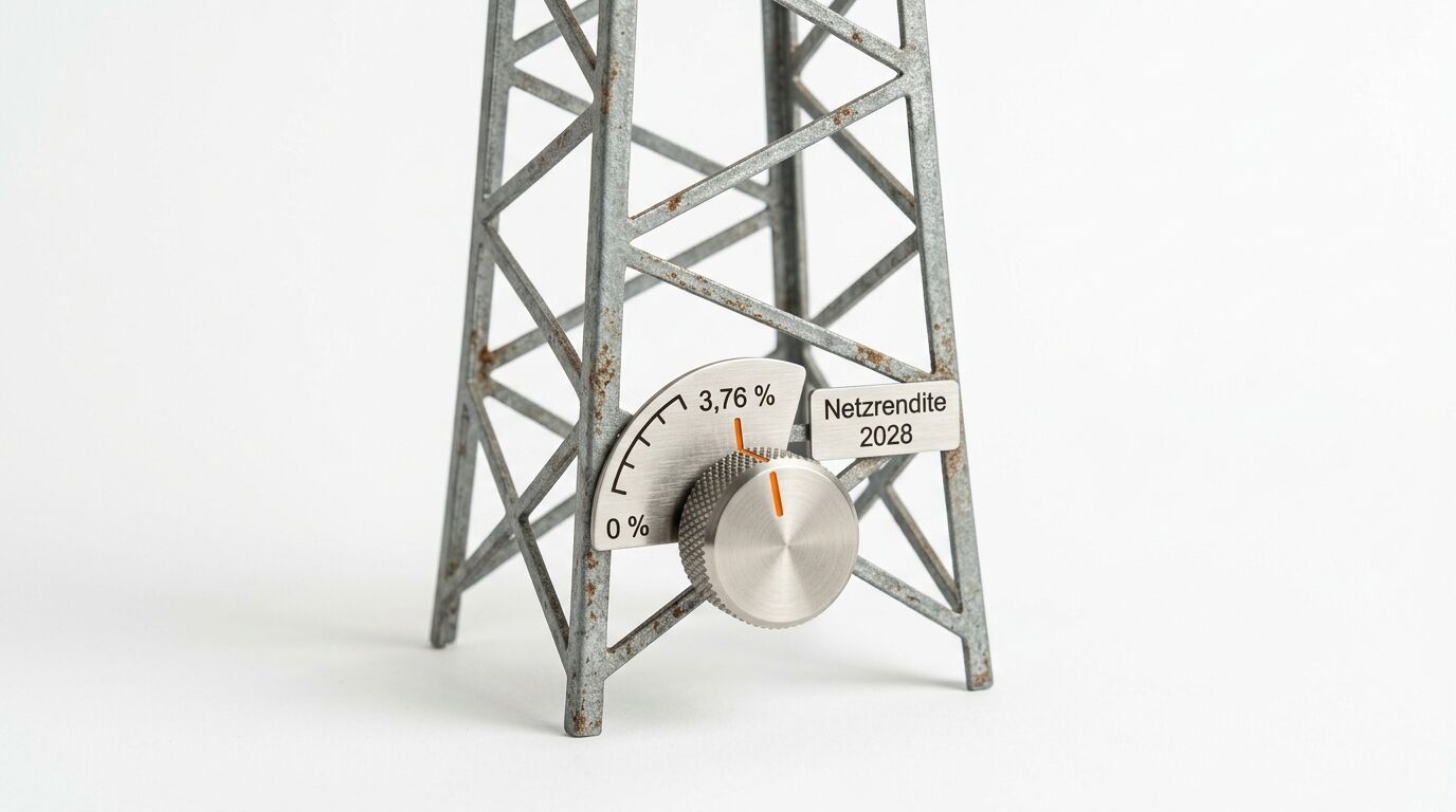 Modellgittermast mit Einstellrad, Skala 0% bis 3,76% und Schild