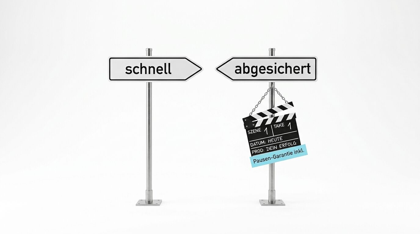 Zwei Wegweiser, einer nach rechts zeigend mit dem Wort 