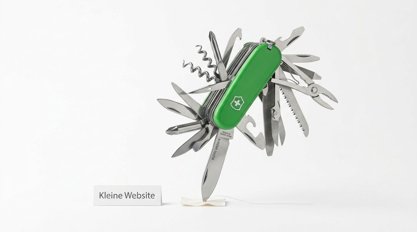 Grünes Sackmesser mit ausgefahrenen Werkzeugen und Karte