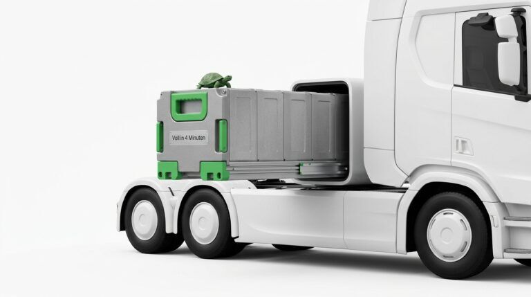 Batteriewechsel beim E-Lkw: 650.000 Kilometer ohne Wartezeit an der Ladesäule