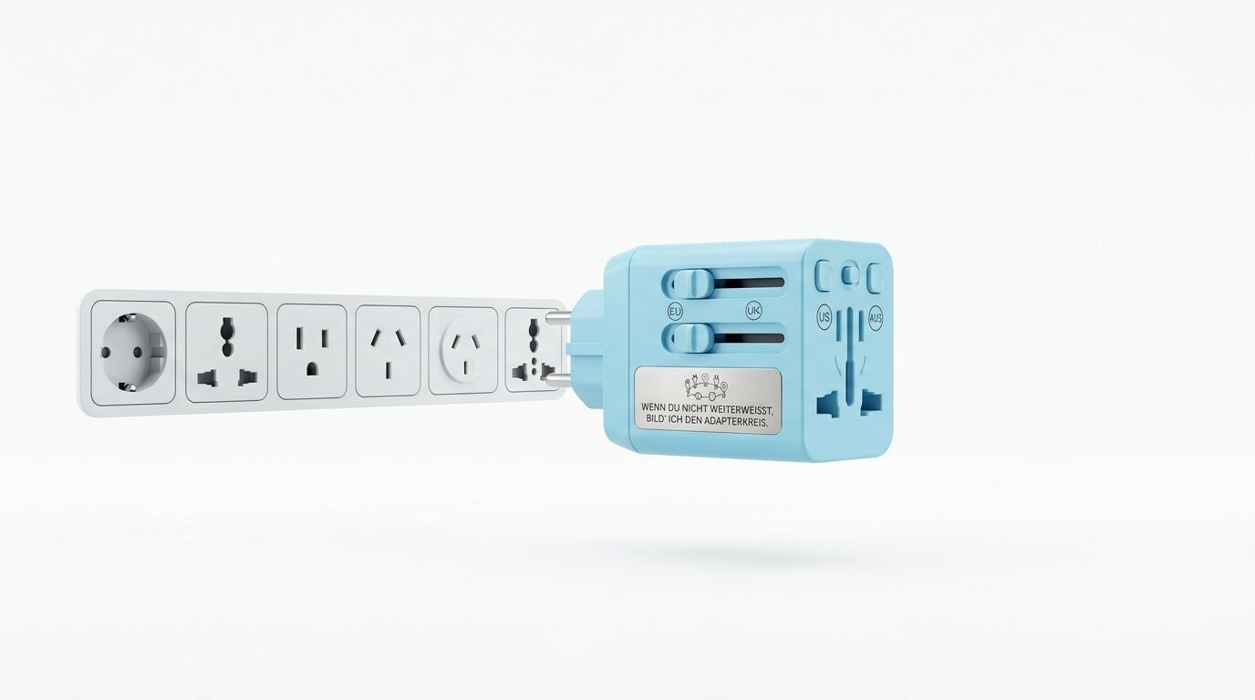 Reiseadapter am Multi-Steckdosenadapter-Streifen